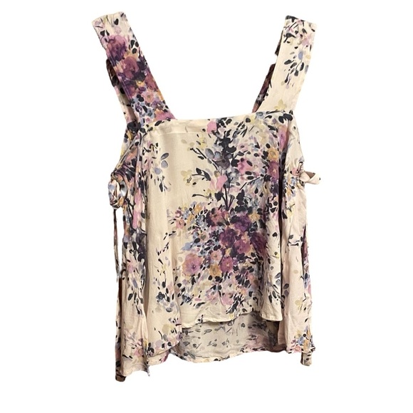 Love Stitch floral print top -wide straps-Side Ties-Size Small-Square neckline - Picture 1 of 9
